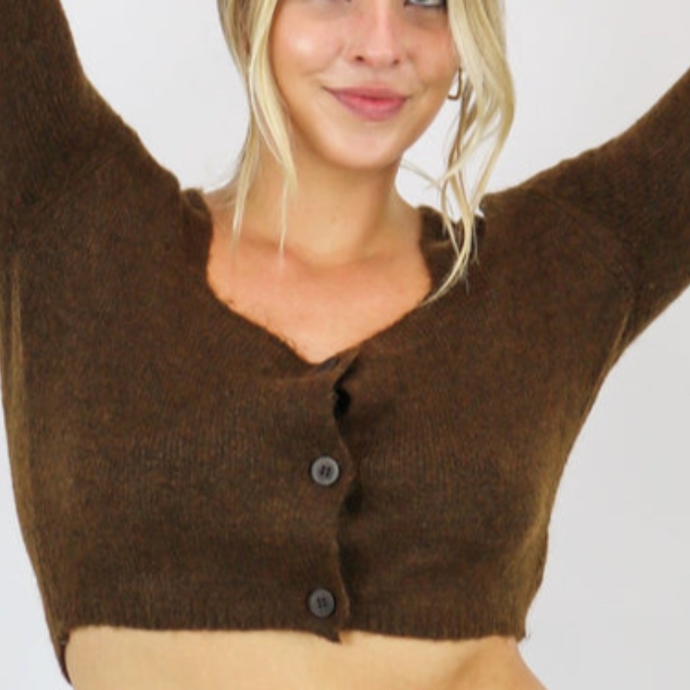 Brown Long Sleeve Knit Top